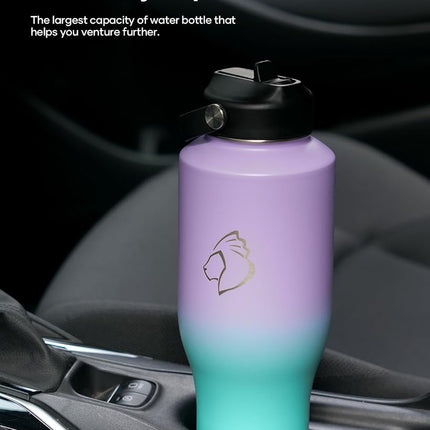 BUZIO 1.2 L Stainless Steel Water Bottle Fits in Car Cup Holders, Insulated
