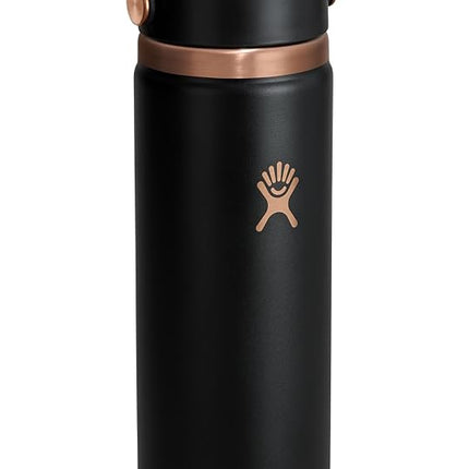 Hydro Flask Water Bottle - Insulated Stainless Steel - Wide Straw Lid, Non Spill, Leakproof in 24 Oz Black Arc