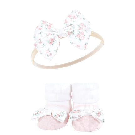 Set de regalo de diadema y calcetines Hudson Baby para niña, chambray floral rosa, talla única