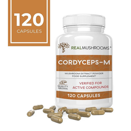 Real Mushrooms Cordyceps Capsules - Performance Supplement with Cordyceps Mushroom Extract for Energy & Immune Support Vegan Supplement, Non-GMO, 120 Caps