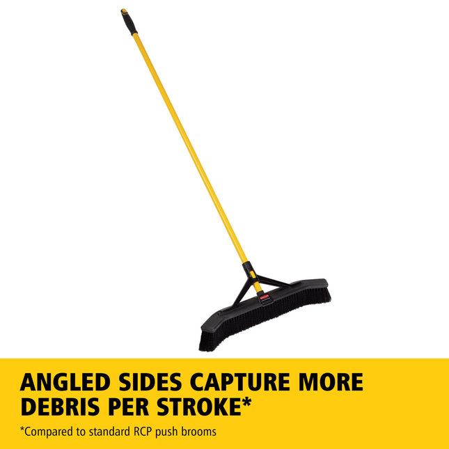 Rubbermaid Commercial Products Maximizer Push-to-Center Broom with Multi-Purpose Bristle, 36" Wide, Black (2018728)