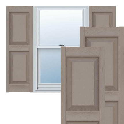 Ekena Millwork Lifetime Vinyl LP2S14X03500CL Standard Two Equal Panel Vinyls, Raised Panel Vinyl Shutters, w/Installation Shutter-Lok's & Matching Screws (Per Pair), 14 3/4"W x 35"H, Clay