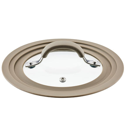 Rachael Ray Cook + Create Universal Silicone-Rimmed Glass Lid, 8.5 Inch, Taupe