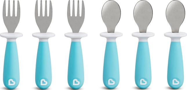 Munchkin 6 Count Raise Toddler Forks and Spoons, Blue (Pack of 1)