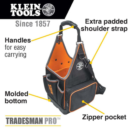 Klein Tools 554158-14 Tool Bag, Tradesman Pro Tote with 20 Pockets Made of 1680d Ballistic Weave and a Fully Molded Bottom, 8-Inch