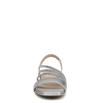 LifeStride Women's Joy Strappy Sandal Heeled, Silver, 7 Wide