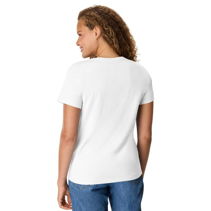 Hanes Women's Short Sleeve Nano-T V-Neck Tee, White, Small