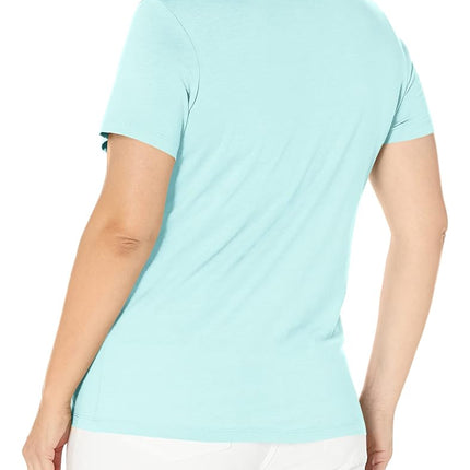 HUE Womens Short Sleeve V-Neck Sleep Tee Pajama Top, Aruba Blue, S