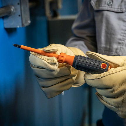 Klein Tools 6834INS Insulated Screwdriver, 1000V #2 Phillips Tip Screwdriver with 4-Inch Shank, Tip-Ident, Cushion-Grip Handle