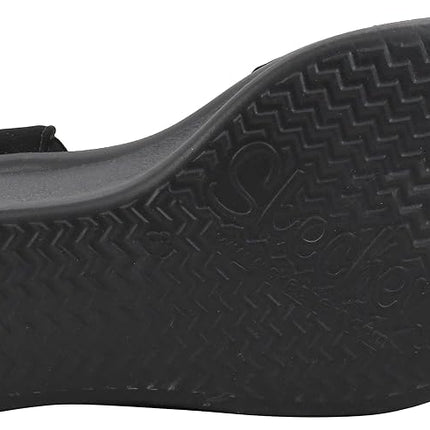 Skechers Women's Rumblers-Queen B Wedge Sandal, Black, 9.5