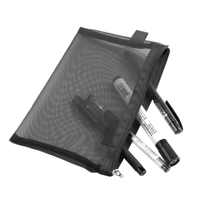 Bolsas de Maquillaje de Malla Topfinder, Estuches Cosméticos con Cremallera, Estuches para Lápices con Cremallera, Kit de Aseo Portátil para Viajes, Estuche Organizador de Oficina, Papelería ((6A+5A)*3 Negro)