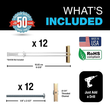 TOGGLER SNAPTOGGLE Drywall Anchor with Included Bolts for 1/4-20 Fastener Size; Holds 265 pounds Each in 1/2-in Drywall by TOGGLER (12 Pack)
