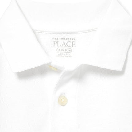 The Children's Place Polo piqué à manches longues pour garçons, blanc, 6-9 mois