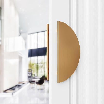 HMXBTO Half-Round Pull Handle, Double-Sided Heavy-Duty Aluminum Push-Pull Handle, Commercial-Grade Glass Door Handle, Barn Door Handle, for Wooden Doors(Gold, Dia 7.9in)