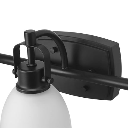 Globe Electric 52090 Gilroy 3-Light 25W Integrated LED Vanity Light with Selectable Color Temperature, Matte Black, Frosted Glass Shades, 1780 Lumens, 3000K-4000K-5000K Switch, Energy Star Certified