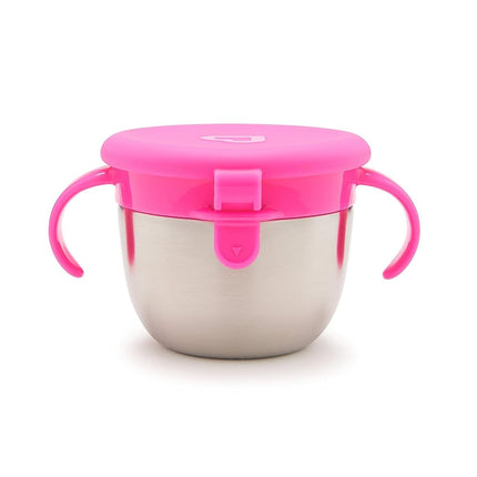 Munchkin� Snack+� Stainless Steel Snack Catcher Cup with Lid, 9 Ounce, Pink, 1 Pack