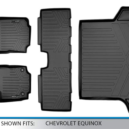 SMARTLINER Tapis de sol sur mesure 2 rangées et tapis de coffre noirs pour Chevrolet Equinox 2018-2019