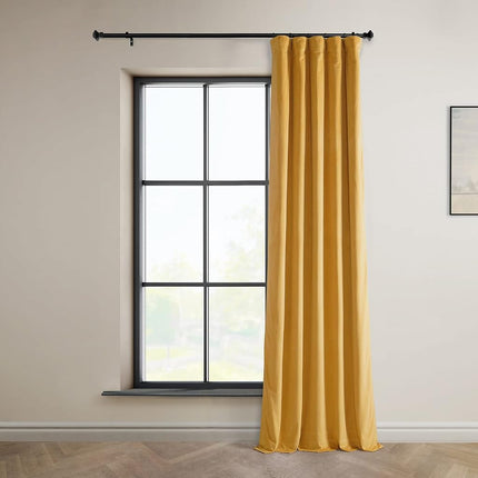 HPD Half Price Drapes Heritage Plush Velvet Curtains 108 Inches Long Room Darkening Curtains for Bedroom & Living Room 50W x 108L, (1 Panel), Aztec Gold