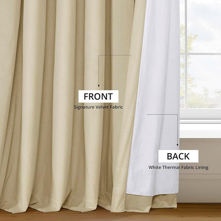 HPD Half Price Drapes Velvet Blackout Curtains/Drapes - 84 Inches Long 1 Panel Blackout Curtain Signature Pleated for Living Room & Bedroom - 25W X 84L, Neutral Ground