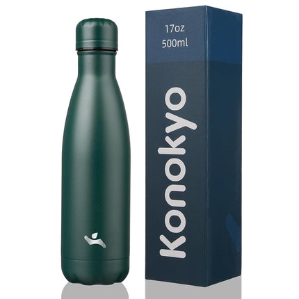 Konokyo Insulated Water Bottles,17oz Double Wall Stainless Steel Vacumm Metal Flask for Sports Travel,Army Green