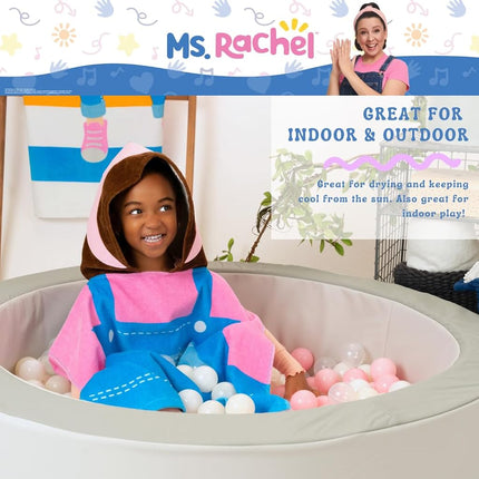 Franco Ms. Rachel Kids Beach/Pool/Bath/Camping Hooded Towel Poncho 24" X 22", Absorbent Cotton Cover up, (Officially Licensed Product)