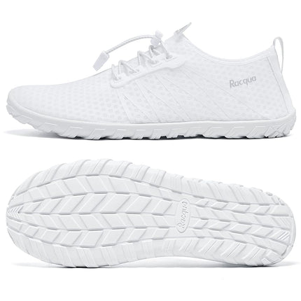 Racqua Men&Women Water Shoes Breathable Barefoot Pool Shoes Outdoor Windsurfing Beach Volleyball Sailing Beach Swim Shoes White, 5 UK