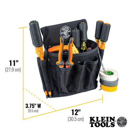 Klein Tools 5710L Electrician's Padded Tool Belt/Pouch Combo, 27 Pockets, 4-Piece, Large, Reinforced Bottom Pouches, Heavy Duty Nylon Webbing, Double Stitched