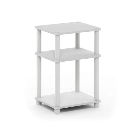 Furinno JUST Side Table, 3-Tier End Table, Open Shelves Night Stand, Bedside Table, Toolless Assembly, for Living Room, Bedroom, White(Espresso)