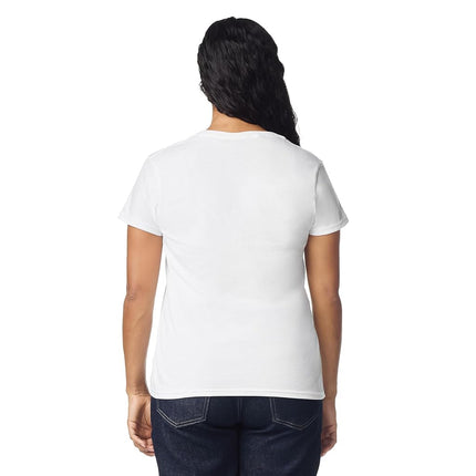 GILDAN Women's Heavy Cotton V-neck T-shirt, 2-pack T Shirt, White, M UK