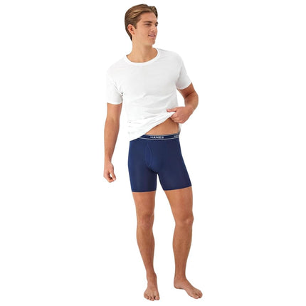 Hanes Men's Value Performance Stretch Boxer Brief Underwear, Moisture-Wicking, 6-Pack, Black/Blue/Grey, S (Pack of 6)