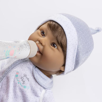JC Toys 16" Soft Body Baby Doll with Down Syndrome/African American/Brown Hair/Magic Milk Bottle/Realistic & Inclusive