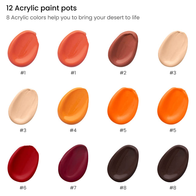 ARTEZA Paint by Number for Adults, 12x16 Inches, 21 Pieces, Desert Paint by Numbers Kit, Comes with 1 Canvas Panel, 12 Acrylic Paint Pots, 5 Paintbrushes, Art Supplies for Home & Office Wall Decor