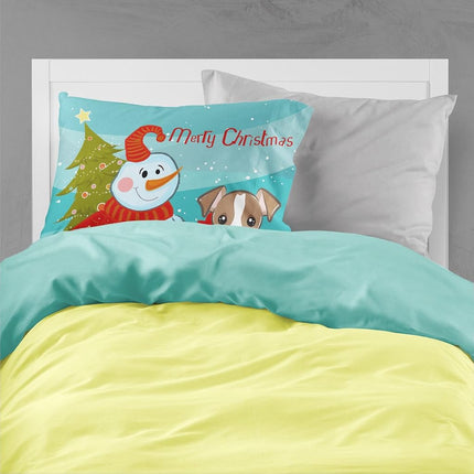 Caroline's Treasures BB1880PILLOWCASE Funda de almohada estándar de tela con diseño de muñeco de nieve y Jack Russell Terrier, grande, multicolor