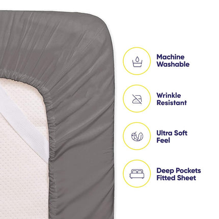 Sweet Home Collection 6 Piece 1500 Supreme Collection Brushed Microfiber Deep Pocket Sheet Set-2 Extra Pillow Cases, Great Value, Rv Short Queen, Gray