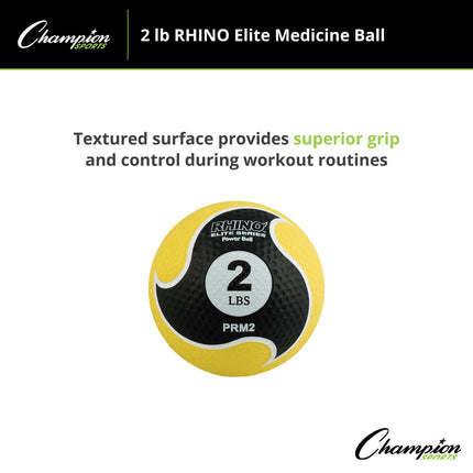 Champion Sports Rhino Elite Medicine Ball (2 pounds), Yellow