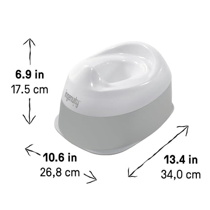 Ingenuity Ready Set Go Potty, Removable Bowl, Non-Skid Bottom, Wide Stable Base, Age 18 Months & Up, White & Grey