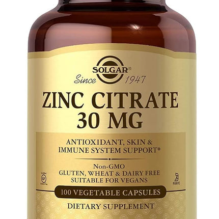 Solgar Zinc Citrate 30mg - Healthy Skin, Hair & Na