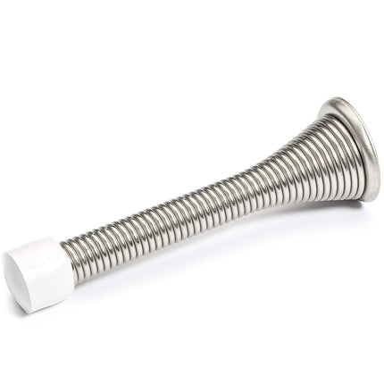 KISEER 16 Pack Spring Door Stops 3 1/4 Inch Flexible Heavy Duty Spring Door Stopper with RustProof Screw Rubber Bumper Tips (Satin Nickel)