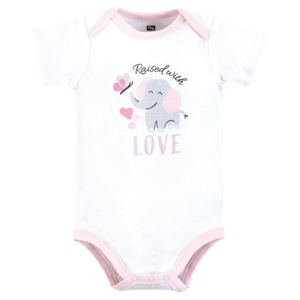 Hudson Baby Unisex Baby Cotton Bodysuits, Elephant Butterfly, 9-12 Months