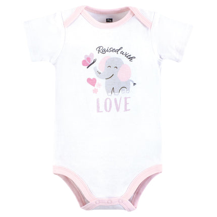 Hudson Baby Unisex Baby Cotton Bodysuits, Elephant Butterfly, 9-12 Months