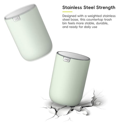 EKO 2.2L Mini Desk Bin with Swing Lid, Tabletop Rubbish Bin, Sage