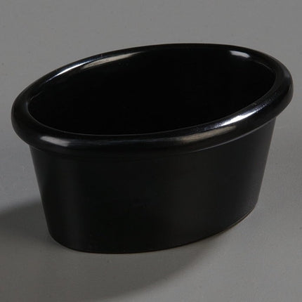 Carlisle FoodService Products Plastic Ramekins, Sauce Bowl, Oval Bowl for Catering, Kitchen, Restaurant, 2 Ounces, Black, (Pack of 48)