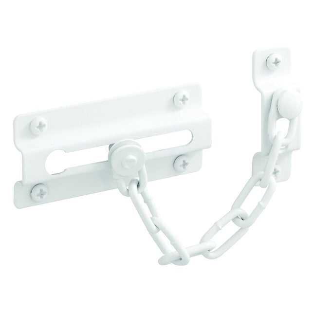 PRIME-LINE U 9852 Standard Chain Door Guard, 3-5/16 in H X 1-3/8 in W X 2 in D, Steel, White, 1 Count (Pack of 1)