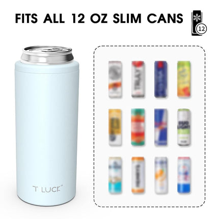 TILUCK Skinny Can Cooler, Stainless Steel Insulated Slim Cans, 12 oz