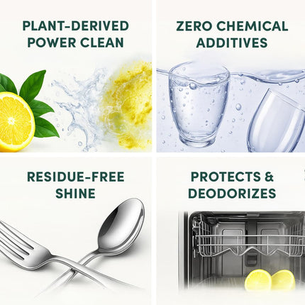 Clean Revolution All Natural Dishwasher Detergent Pods, 60 Pods, Enzyme Powered, No Chemical Additives, No Residue - SUN LEMON - Made in USA