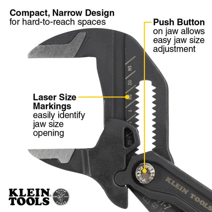 Klein Tools D53102KIT Adjustable Pliers Wrench Set, Compact High-Leverage Parallel Smooth Jaw Pliers, 7-Inch and 10-Inch, 2-Piece