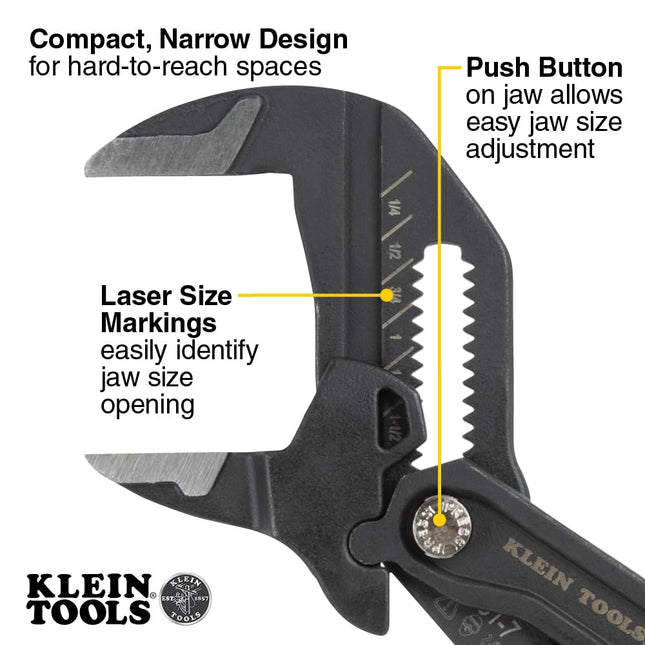 Klein Tools D53103KIT Adjustable Pliers Wrench Set, Compact High-Leverage Parallel Smooth Jaw Pliers, 7-Inch, 10-Inch and 12-Inch, 3-Piece