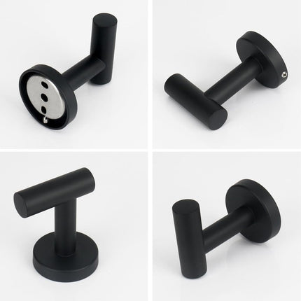 NearMoon Bath Towel Hooks- SUS 304 Stainless Steel Robe Hook Holder, Heavy Duty Coat Hook for Bathroom Livingroom Hotel Kitchen Garage, Wall Mounted (Matte Black, 8 Pack)