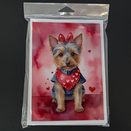 Caroline's Treasures DAC5271GCA7P Australian Terrier My Valentine Greeting Cards Pack of 8 Blank Cards with Envelopes Whimsical A7 Size 5x7 Blank Note Cards