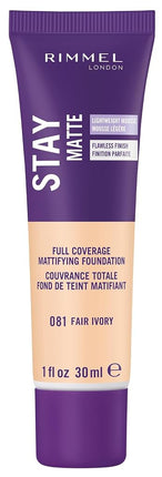 Rimmel London Stay Matte Liquid Mousse - 081 Fair Ivory - Foundation, Lightweight, Shine Control, Oil-Free, 1oz